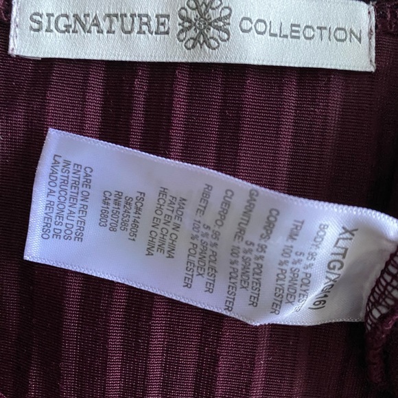 SIGNATURE COLLECTION VELVET TOP Size XL - Picture 3 of 3